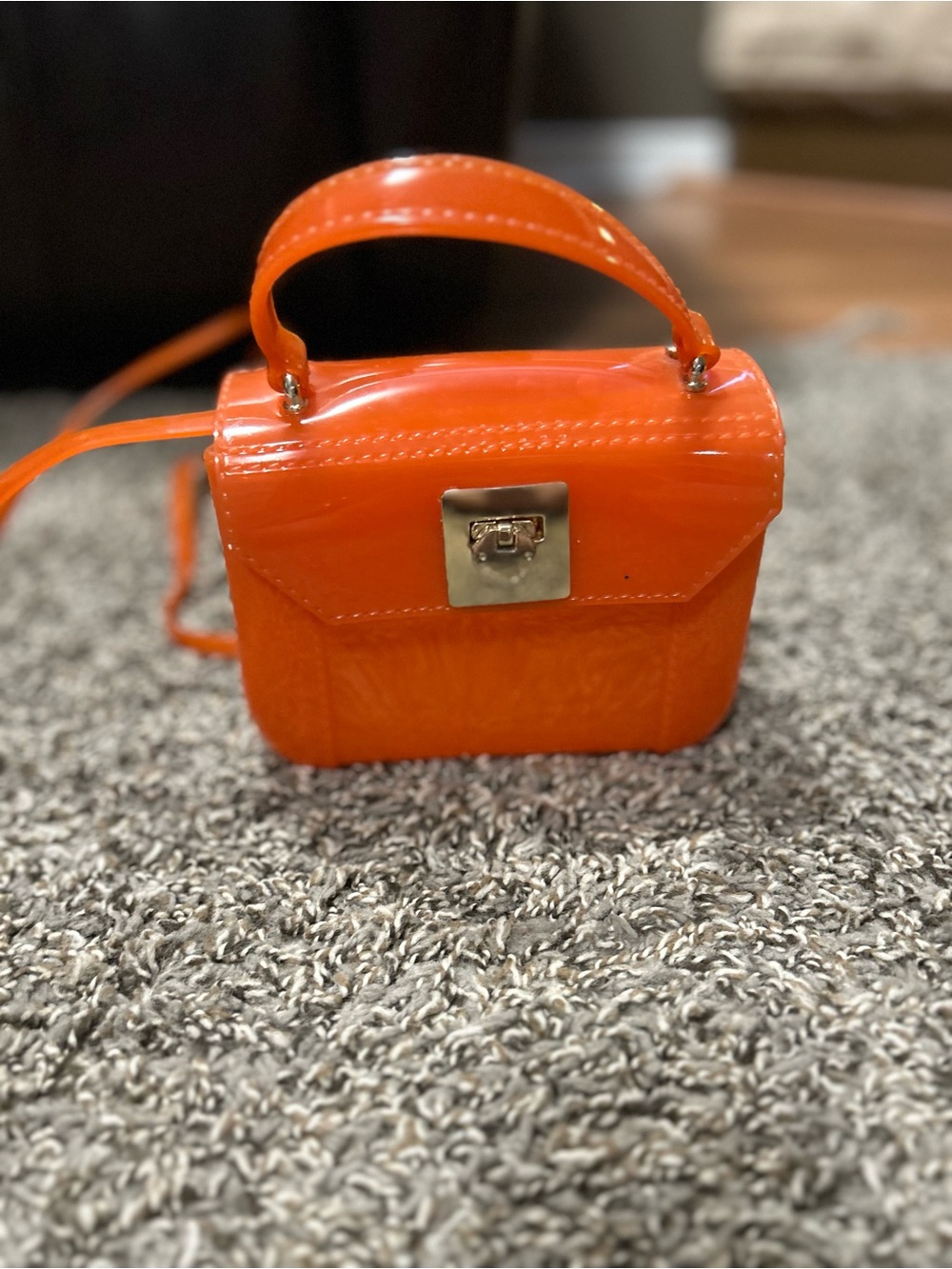 Furla Patent Orange Mini Top-Handle Crossbody